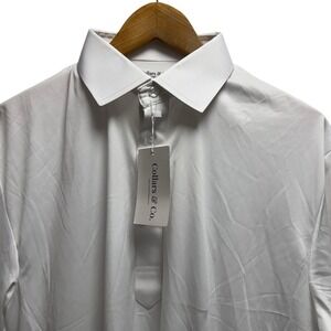 Collars & Co. NEW Men's Sz L Tall Dress Collar White Performance Golf Polo Shirt